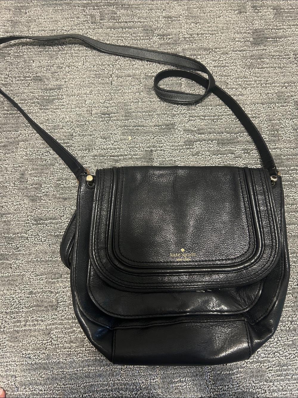kate spade Black Leather Flap Crossbody Bag